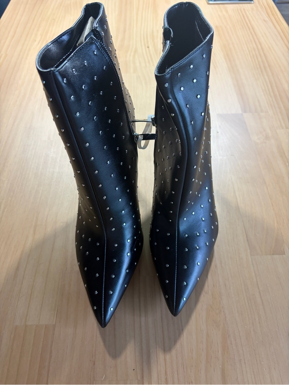 Nine West Black Studded Pointed Ankle Boots A5